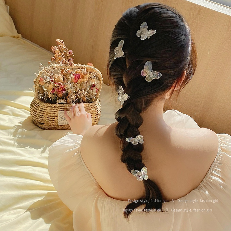 Kẹp Tóc Mái Trong Suốt Hình Bướm Phong Cách Hàn Quốc