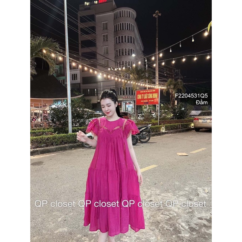 Đầm suông tầng tay phối viền ren sang trọng VIENS STORE