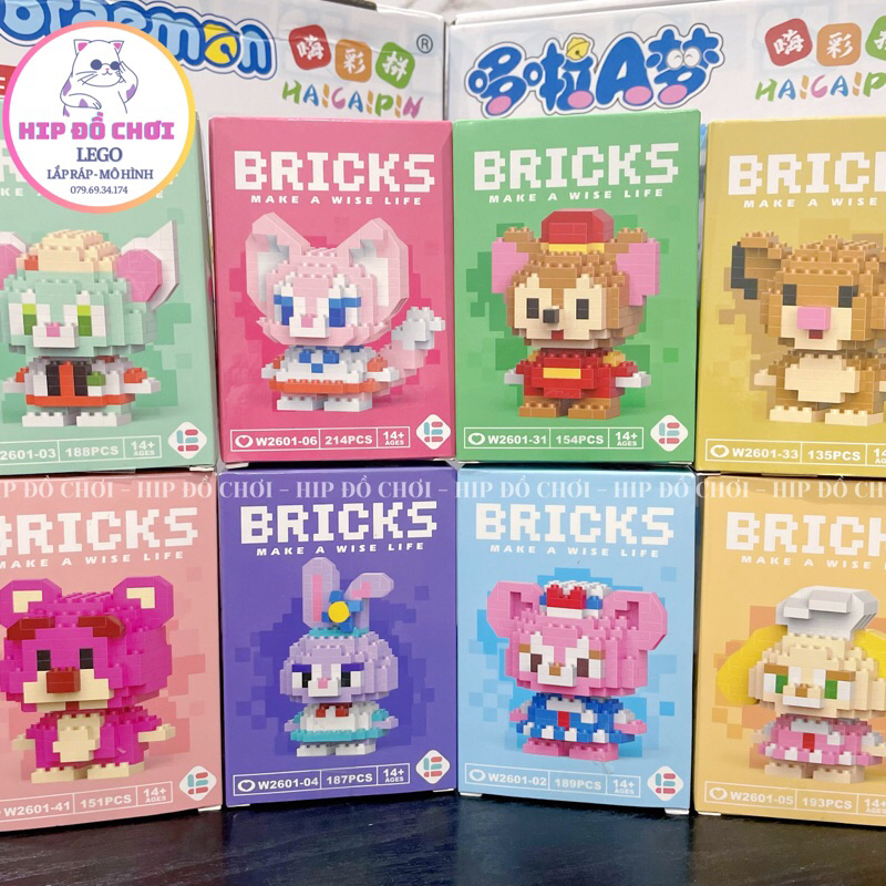 BRICKS đồ chơi lắp ráp mô hình mini mảnh trơn siêu cute  nhân vật dễ thương disney