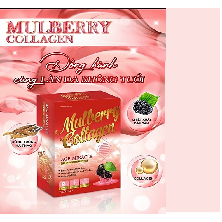 COMBO 2 HỘP Bột uống Mulberry Collagen giúp tăng hấp thụ collagen, dưỡng da trắng sáng,chống oxy hóa, chống nắng