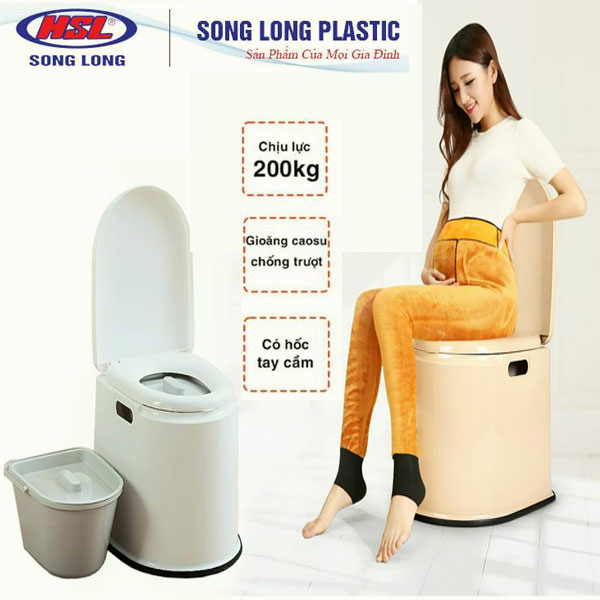 Bô vệ sinh trong nhà cho người già,bà bầu trẻ em Songlong B092-bồn cầu di động người lớn, người bệnh
