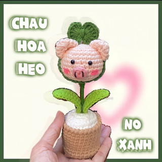 Chậu hoa heo bằng len xinh xăn