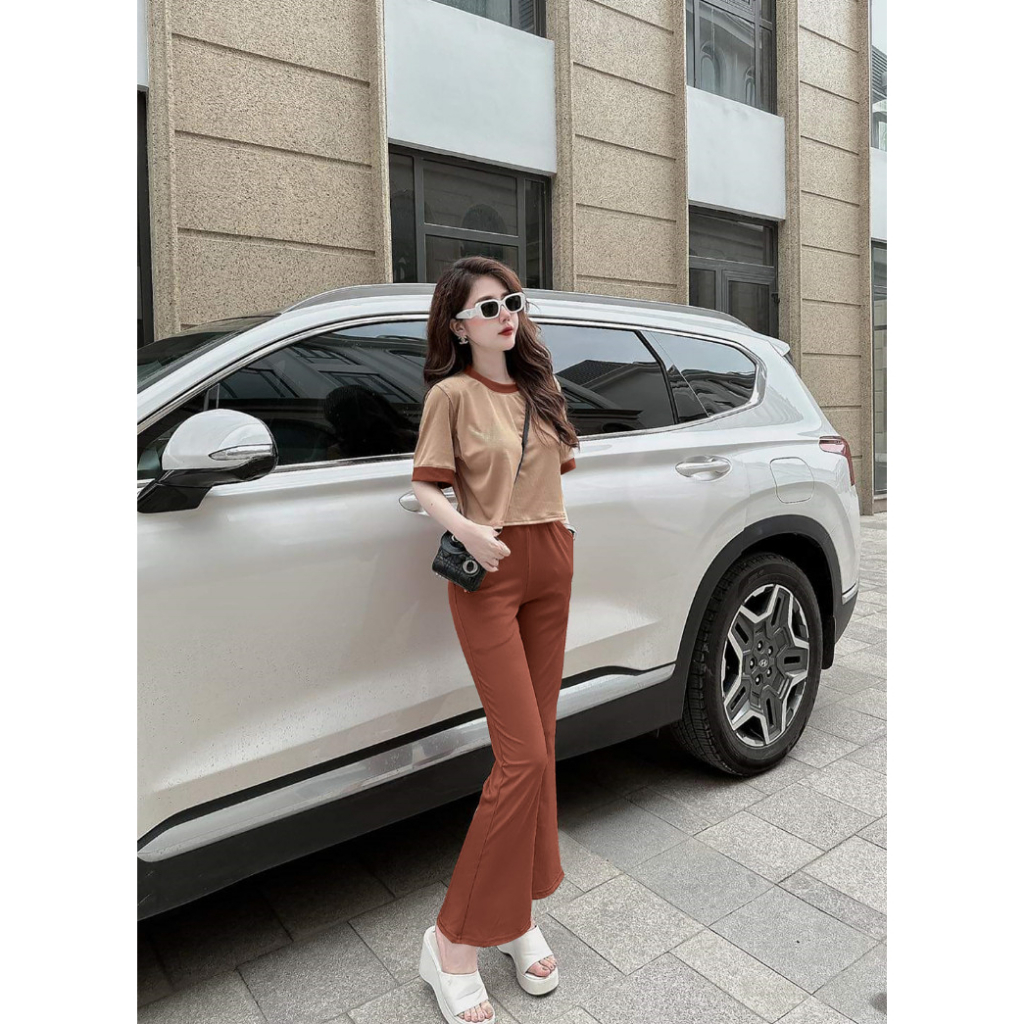 Set bộ thun gân quần ống rộng cá tính