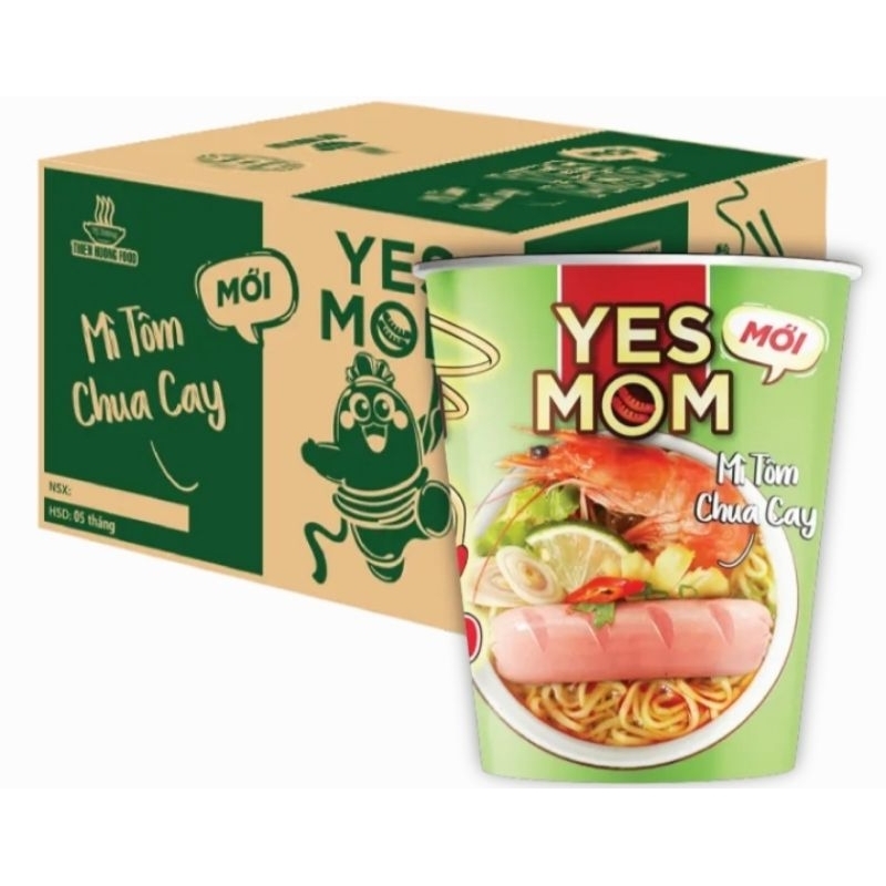 Thùng 12ly mì yesmom có xúc xích 4 vị  76gr