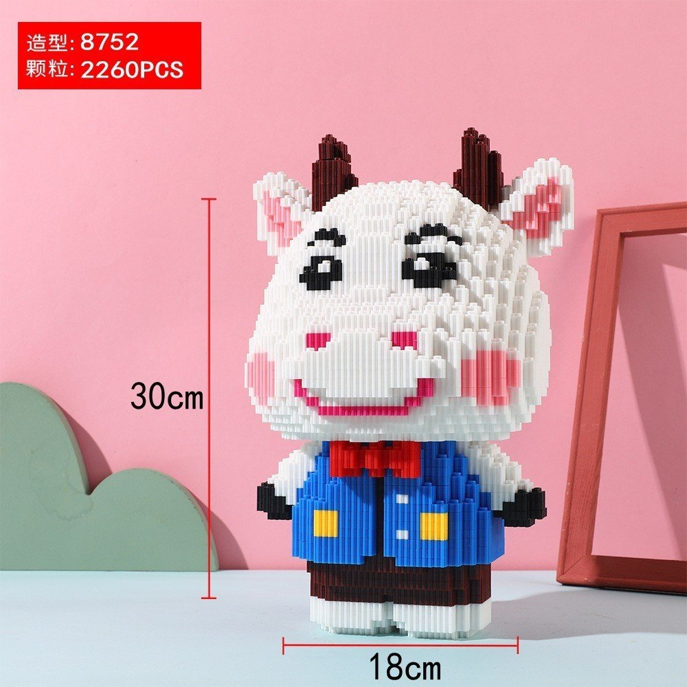 le.go bò sữa cỡ lớn 30cm xếp hình Đồ chơi lắp ráp mô hình nano 3D dễ thương(TẶNG BÚA)