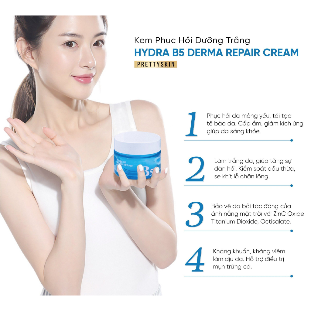 Kem phục hồi dưỡng trắng HYDRA B5 DERMA REPAIR CREAM PRETTYSKIN 52ml