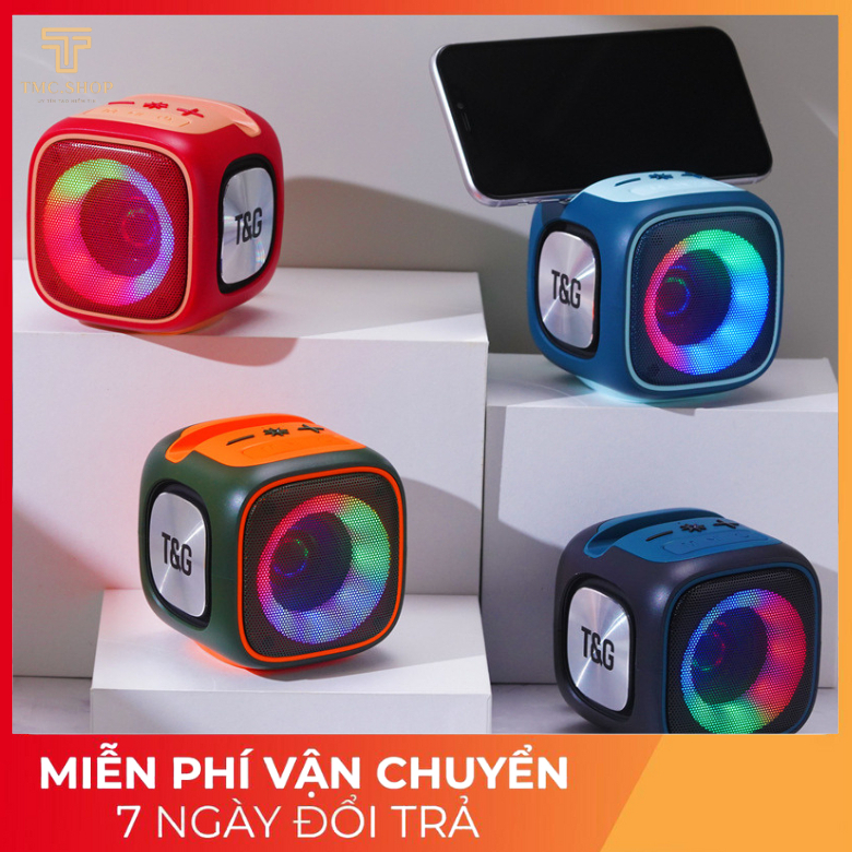 Loa bluetooth TG359 kèm giá đỡ điện thoại có đèn led đa màu , âm thanh trầm ấm, bass cực căng