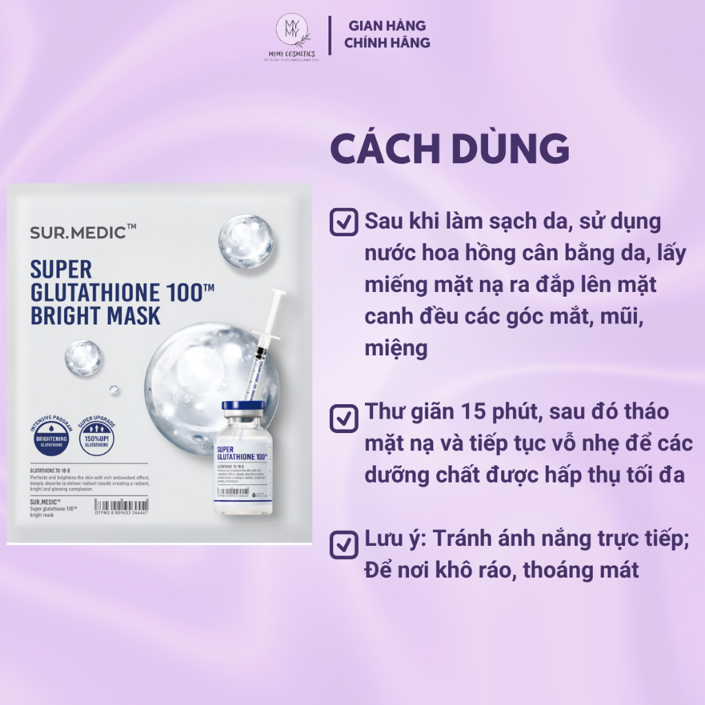 Mặt Nạ Dưỡng Trắng Sur.Medic Bright Glutathione Mask 30g
