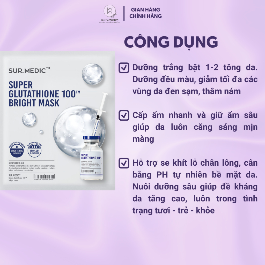Mặt Nạ Dưỡng Trắng Sur.Medic Bright Glutathione Mask 30g