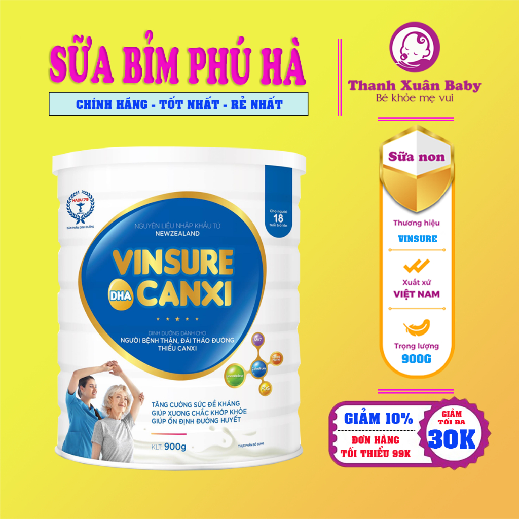 Sữa Bột Vinsure Canxi 5 900g Bổ Xung Cho Chế Độ Ăn Thiếu Đạm Và Vi Chất Dinh Dưỡng, Giúp Duy Trì Sức Khỏe
