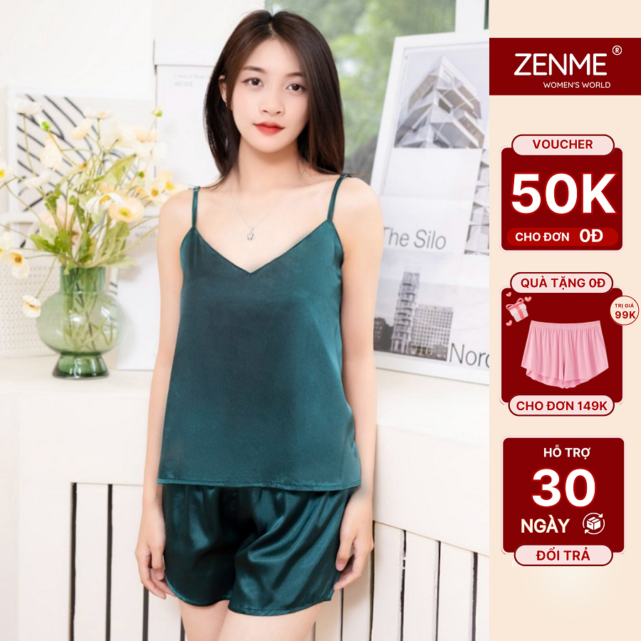 Đồ Ngủ Hai Dây Chất Liệu Phi Lụa Cao Cấp - Bộ Ngủ Trơn Nhẹ Nhàng Nữ Tính BDT0323, Zenme