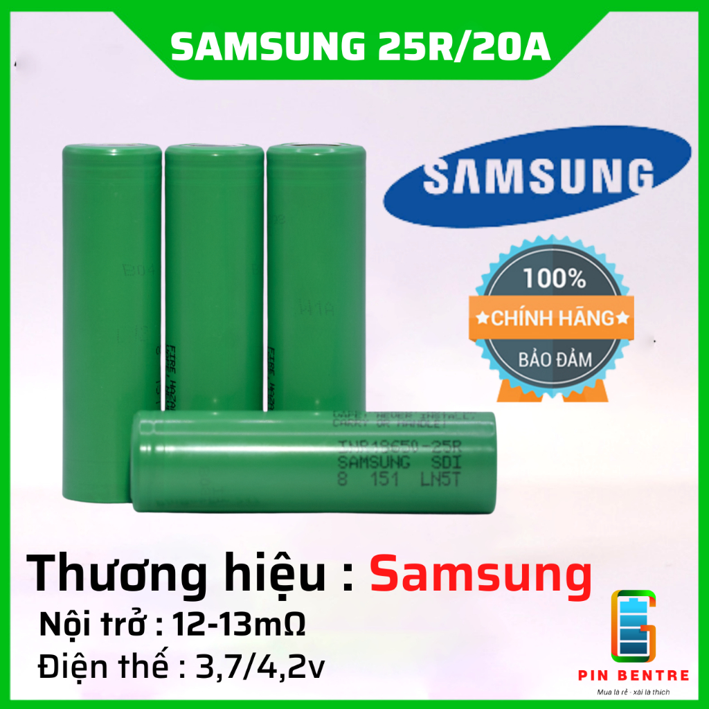 Cell Pin 18650 Samsung 25R 2500mAh hàng mới chính hãng xả 20A