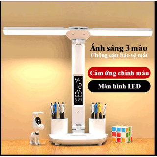 Đèn học LED kép chống cận,3 chế độ chiếu sáng, Tích hợp Pin,Màn hình hiển thị ngày giờ