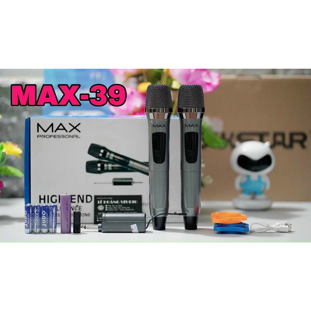 Micro Karaoke Không Dây Max 39 Hát Cực Hay, Chống Hú Tốt, Chuyên dùng cho âm ly, loa kéo, mixer