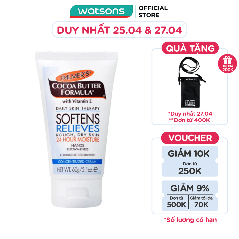Kem Dưỡng Da Tay Palmer's Softens Relieves Rough Dry Skin Bơ Ca Cao Đậm Đặc Dành Cho Da Khô Sần 60g