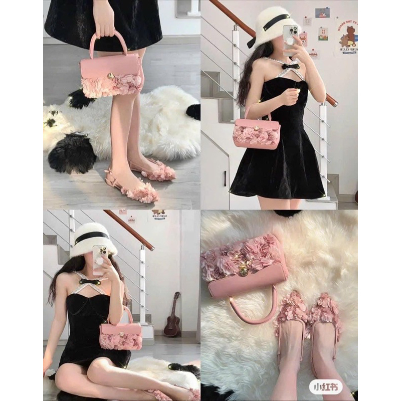 Túi cnk quai xách hoa nổi mới nhất xinh xĩu lun ạ 22cm