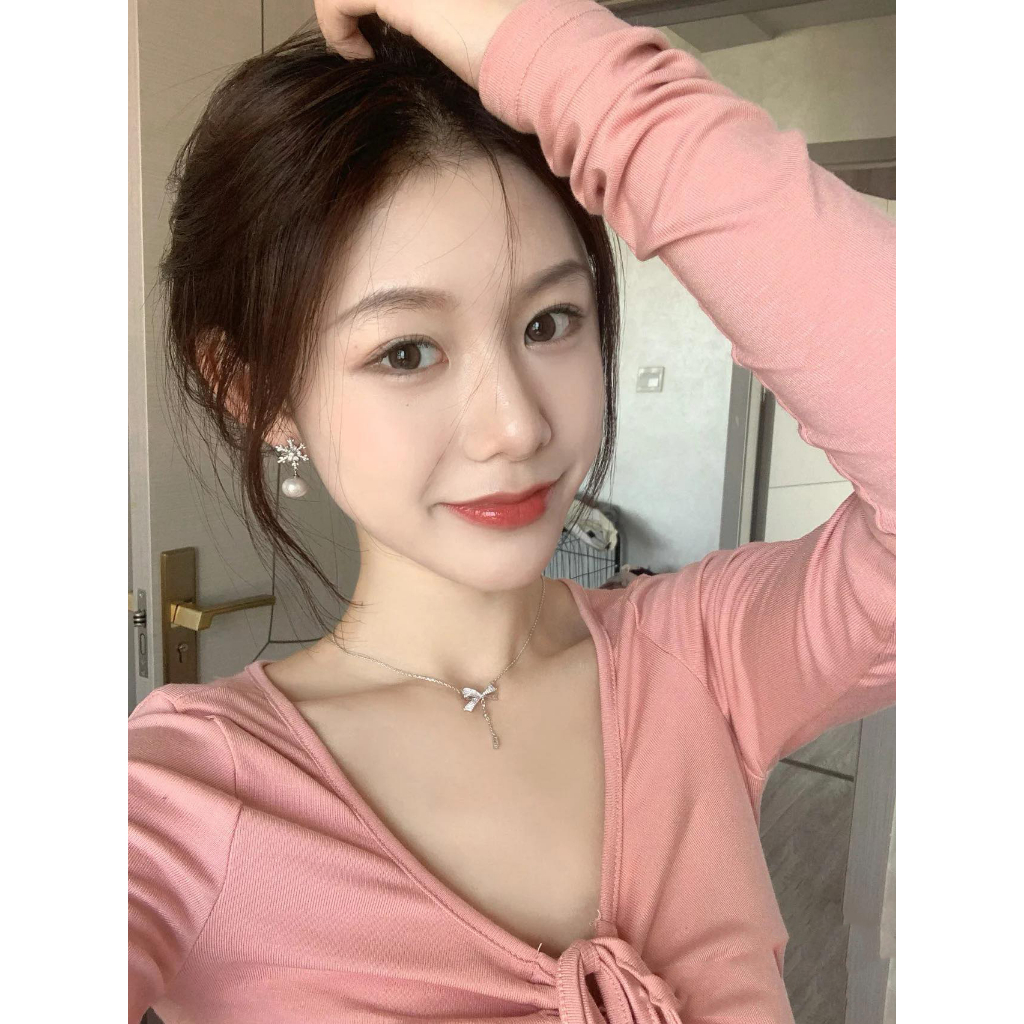 Khuyên tai Tuyết màu Bạc phối ngọc trai nhân tạo tiểu thư nữ tính HT429