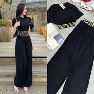 Set đồ bộ nữ quần dài ống rộng đồ ngủ mặc ở nhà GUGUMI TK1118