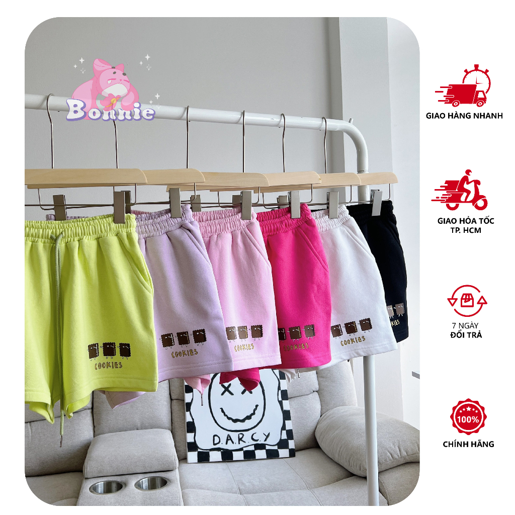Quần short nữ nỉ bông in hình COOKIES FREESIZE - quần đùi nữ nỉ bông freesize dễ thương