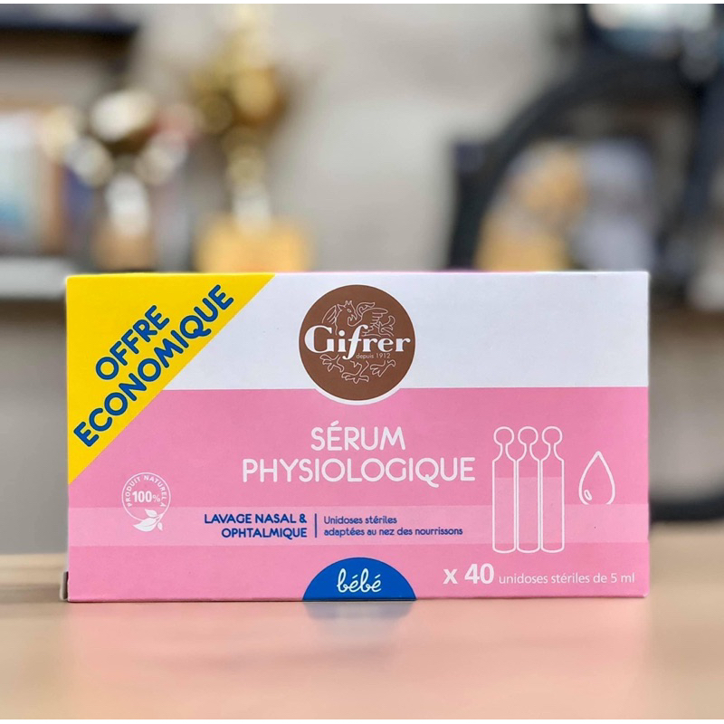 Nước muối sinh lý hồng Gifrer/Physiodone (Pháp) vệ sinh cho bé (40 tép) date xa