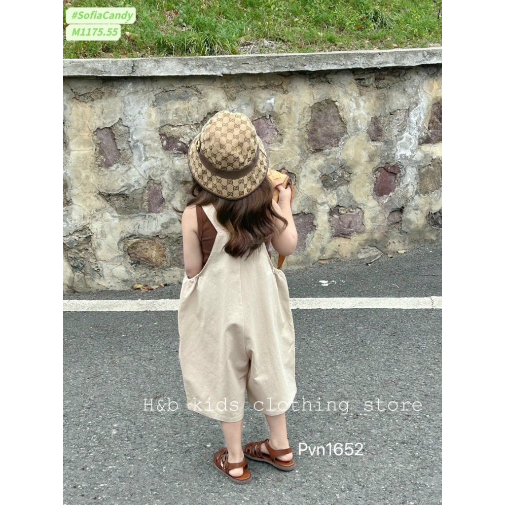 Set yếm kem áo nâu bé gái