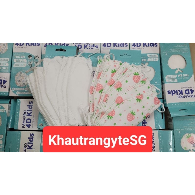 [Chính hãng] KHẨU TRANG 4D EM BÉ FAMAPRO (Cho bé trên 4tuổi) (Túi 10cái)
