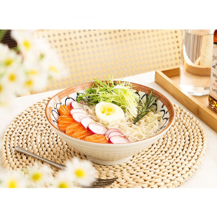 Tô sứ decor, Tô canh, Bát ăn phở, Bát mỳ tô loe, tô nón viền giả mây size 20cm