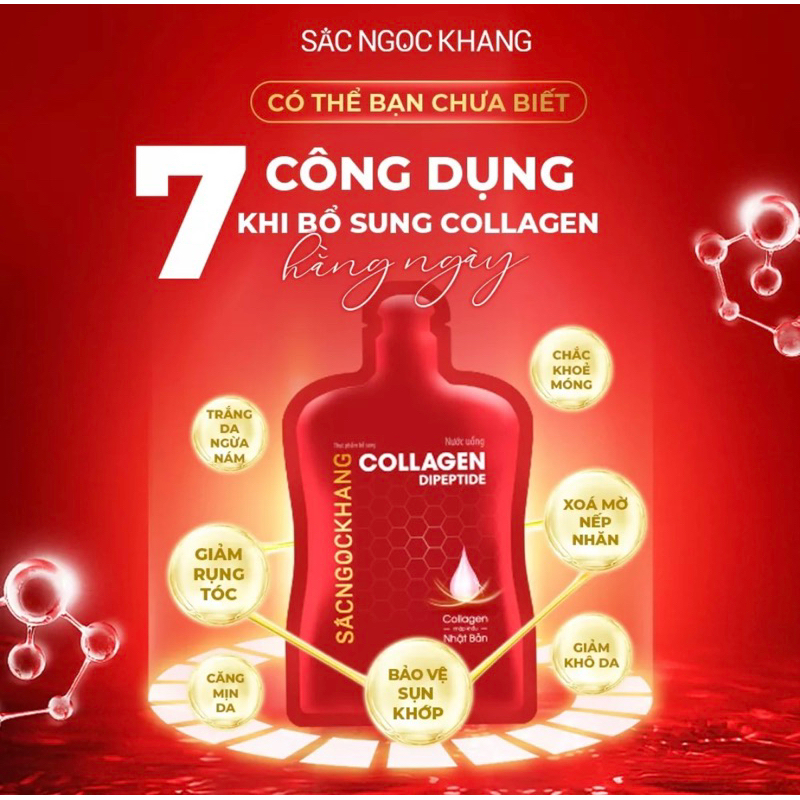 [Hộp 30 gói] Nước uống đẹp da Collagen Dipeptide Sắc Ngọc Khang hấp thụ nhanh và vượt trội giúp trẻ hóa làn da-