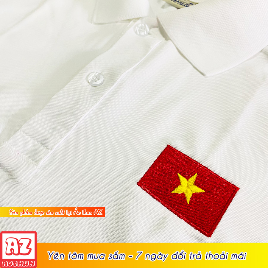 Áo thun polo nam nữ thêu logo cờ đỏ sao vàng Việt Nam - Có BIGSIZE AT41