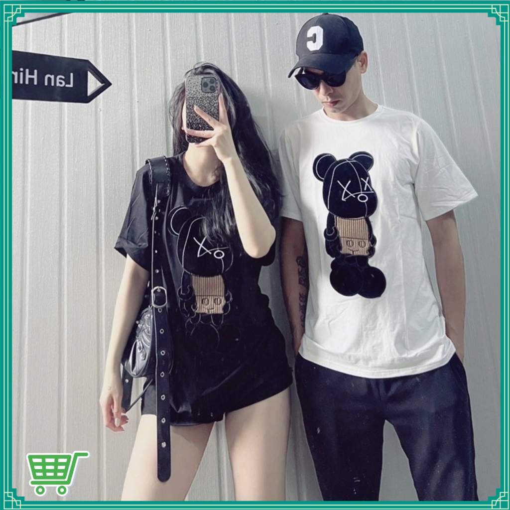 Áo thun nữ nam tay lỡ form rộng Gấu Thêu Oversize Unisex chất cotton siêu đẹp vải dày dặn | BigBuy360 - bigbuy360.vn