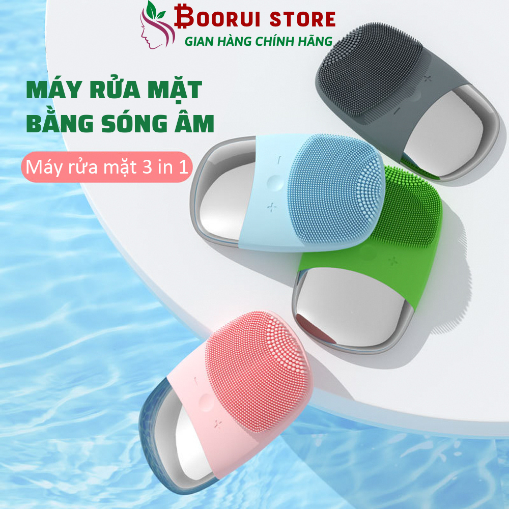 Máy Rửa Mặt Bằng Sóng Âm Boorui - Máy Massage Sonic Rung 5 Cấp Độ Làm Sạch Sâu, Trẻ Hóa Làn Da - Hàng Loại 1