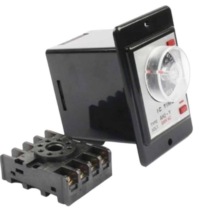 Bộ công tắc thời gian AH2-Y cái tai lắp ngoài tủ điện, timer hẹn giờ  ON - DELAY loại 8 chân tròn điện áp 220VAC tặng kè
