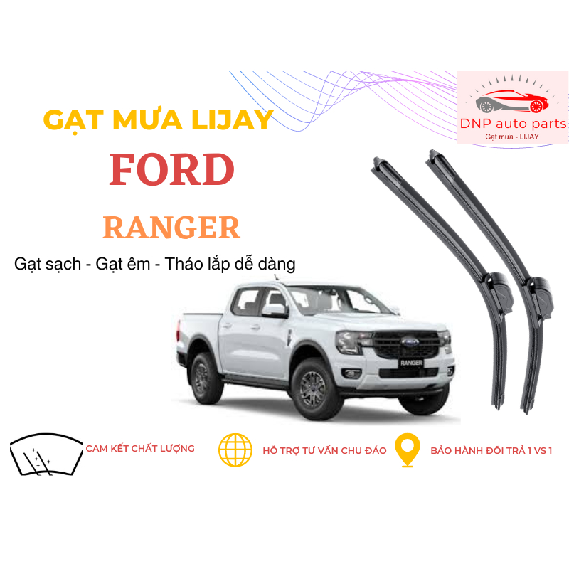 Gạt mưa ô tô LIJAY cho FORD Ranger - Silicon thân mềm chính hãng