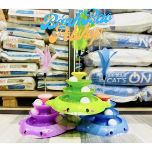 Đồ Chơi Tháp Banh Cho Mèo - Tháp Banh Cho Mèo 3 Tầng Kèm Cây Lông Vũ