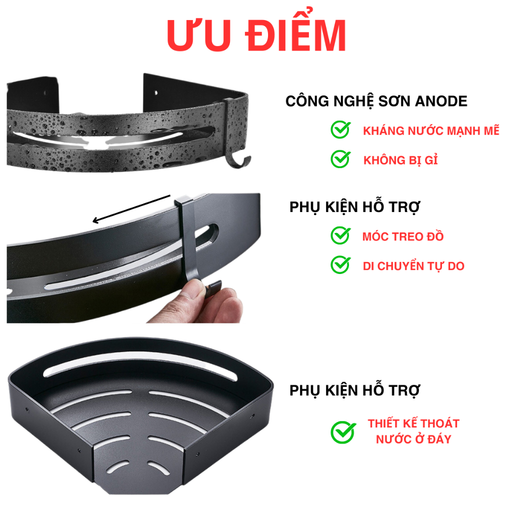 Kệ gắn góc tường TOPANO đựng đồ đa năng tiện lợi cho phòng tắm AL886288 | BigBuy360 - bigbuy360.vn