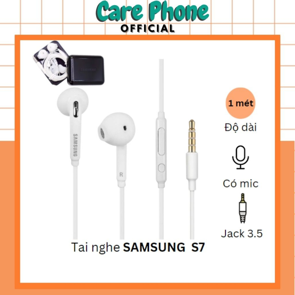 Tai nghe samsung có dây nhét tai S7/S7E âm lượng chỉnh được, bóc máy dùng cho tất cả chân 3.5mm (bảo hành 12 tháng )