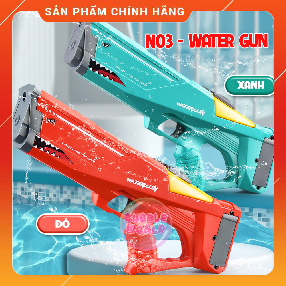 Súng Bắn Nước Cá Mập, Súng Nước Tự Động Pin Sạc, Súng Nước Điện Cỡ Lớn Áp Lực Phun Nước Xa Mạnh