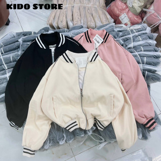 Áo khoác nữ da lộn dáng đẹp cao cấp thêu logo thời trang KR13