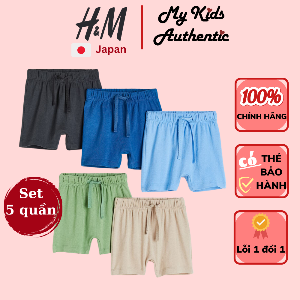 Quần short, H&M - Nhật, set 5 quần đùi, bé trai 4 tháng ~ 4 tuổi 100% cotton - My Kids Authentic - 1159367001