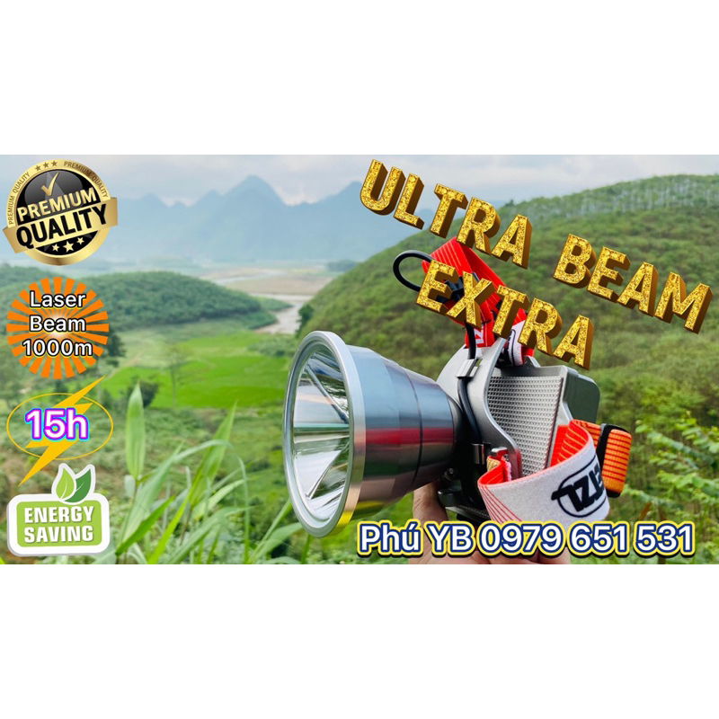 (TOÀN DIỆN, FULL OPTION) Đèn Đội Đầu Ultra Beam Extra Chiếu Xa Ngàn Mét, Pin Xuyên Đêm Kèm Cảm Biến