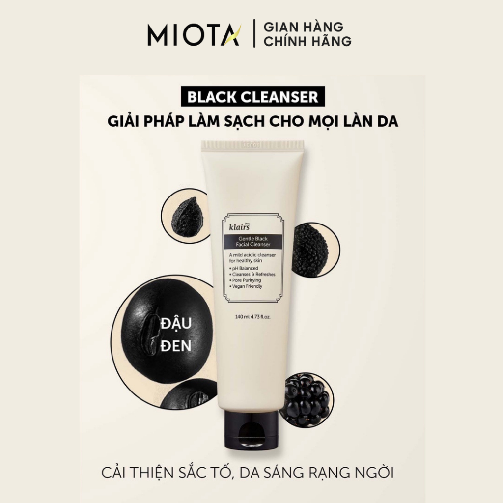 Sữa Rửa Mặt Klairs Sạch Sâu Gentle Black Facial Cleanser 20ml/140ml