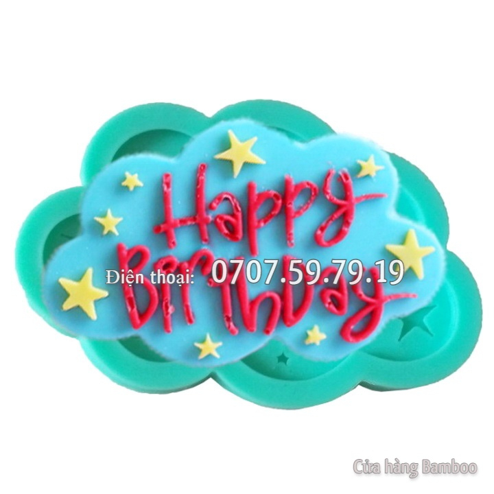 Khuôn silicon sinh nhật Happy Birthday ngôi sao, đám mây - Khuôn silicon làm rau câu – Mã số 1201