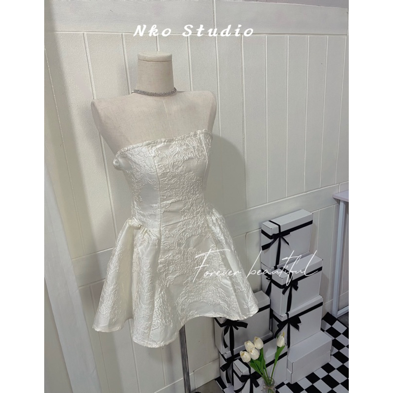Đầm Trắng Dự Tiệc Nko.Studio Cúp Ngực,Váy Nữ Xinh Cao Cấp Sang Trọng