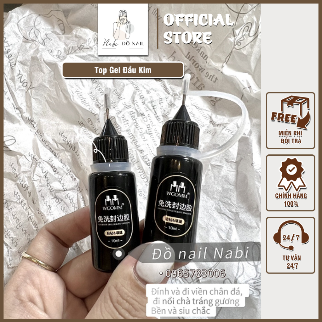 Top Gel Đầu Kim Phụ Kiện Nail Nabi - Top Gel Đầu Kim Đính Khía Cạnh Lỗ Hỏng Đá Tăng Cường Độ Bám Bền