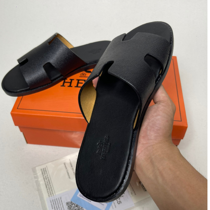 Dép Quai Ngang Nam Genki Chữ H ( FULL BOX) Cao Cấp Chống Trơn Trượt Lót Đen DEPH