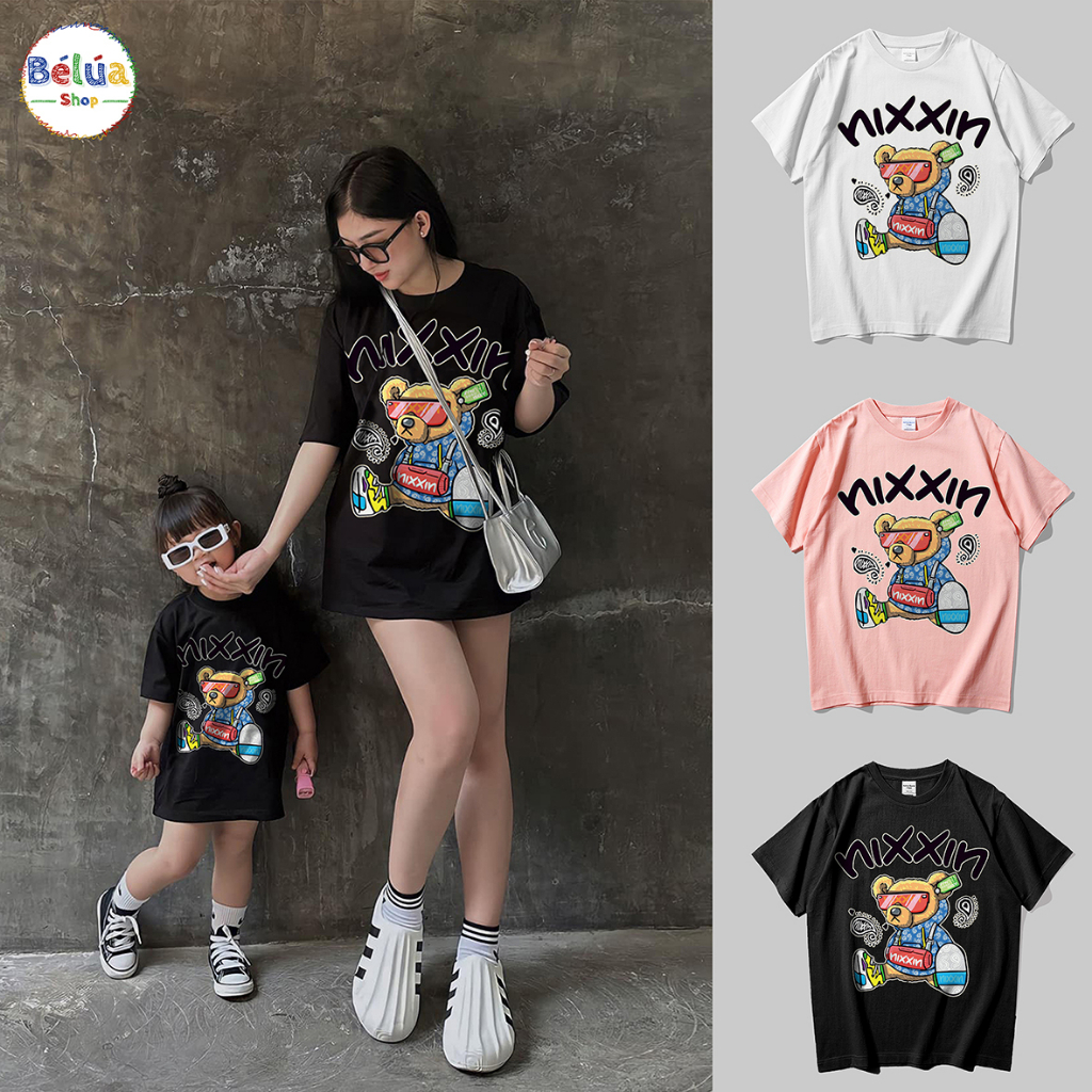 Áo gia đình áo đôi đi chơi hình gấu TEDY đáng yêu chất cotton cao cấp mềm mịn thoáng mát full size từ 8-100kg