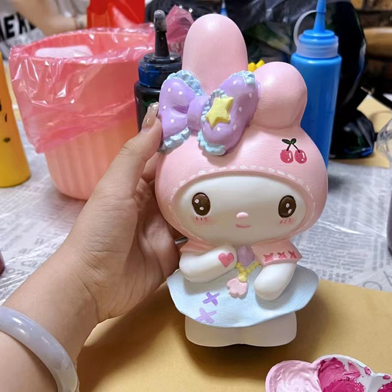 Tượng thạch cao tô màu thỏ Melody- Đồ chơi tô màu cho bé tặng kèm cọ và màu vẽ acrylic