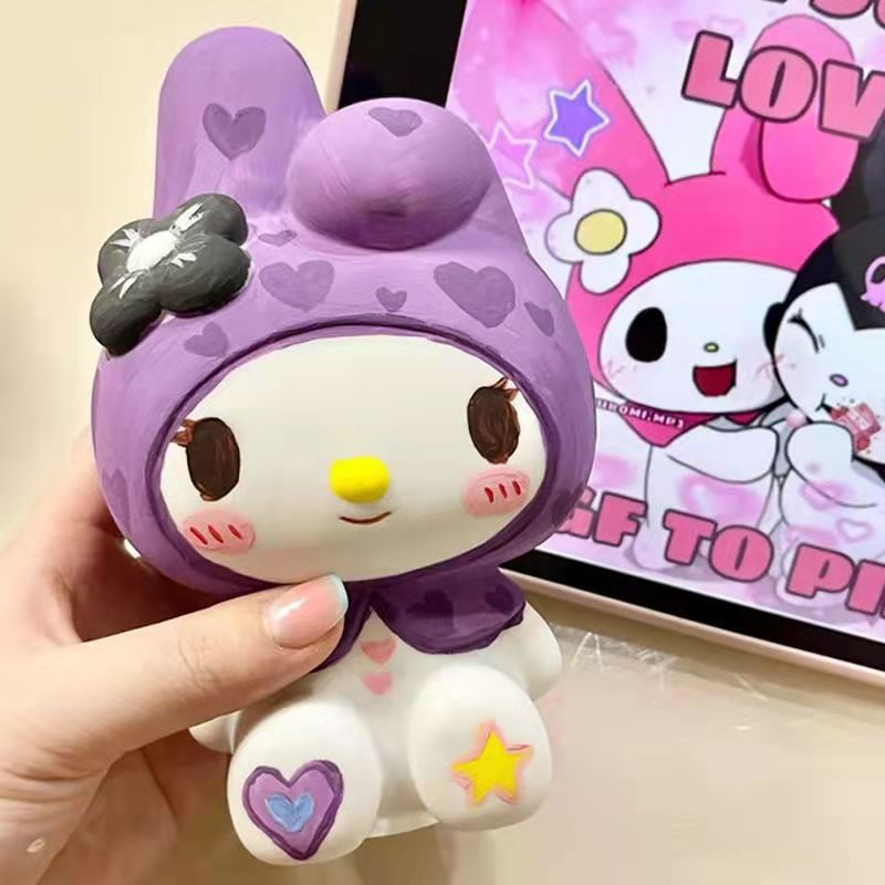 Tượng thạch cao tô màu thỏ Melody- Đồ chơi tô màu cho bé tặng kèm cọ và màu vẽ acrylic