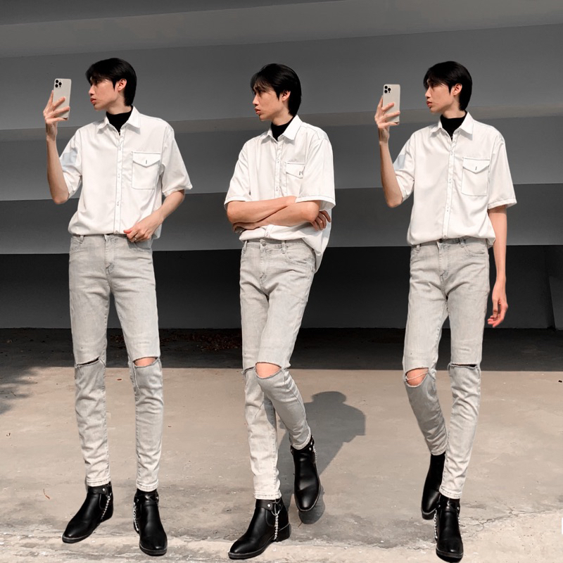 SƠ MI TAY LỠ VIỀN CHỈ NỔI COTTON CAO CẤP DÀY DẶN UNISEX HALO -