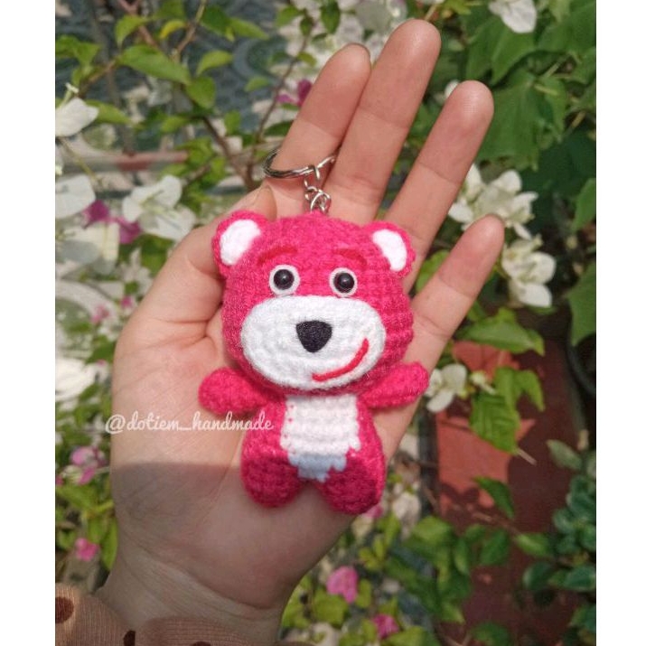 Móc Khoá Gấu Dâu Mini Bằng Len - Đỗ Tiệm Handmade